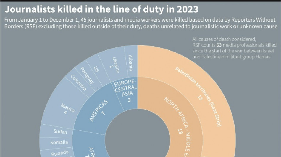 Number of journalists killed on job in 2023 declines despite Gaza: RSF