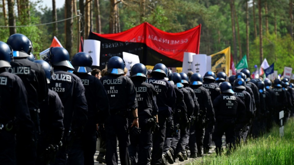 Hundreds protest outside German Tesla factory